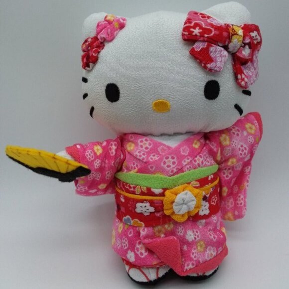 2 Hello Kitty Sanrio Plush Stuffed Toys Ty & Asian Chinese Cat in Kimono… - Picture 2 of 14